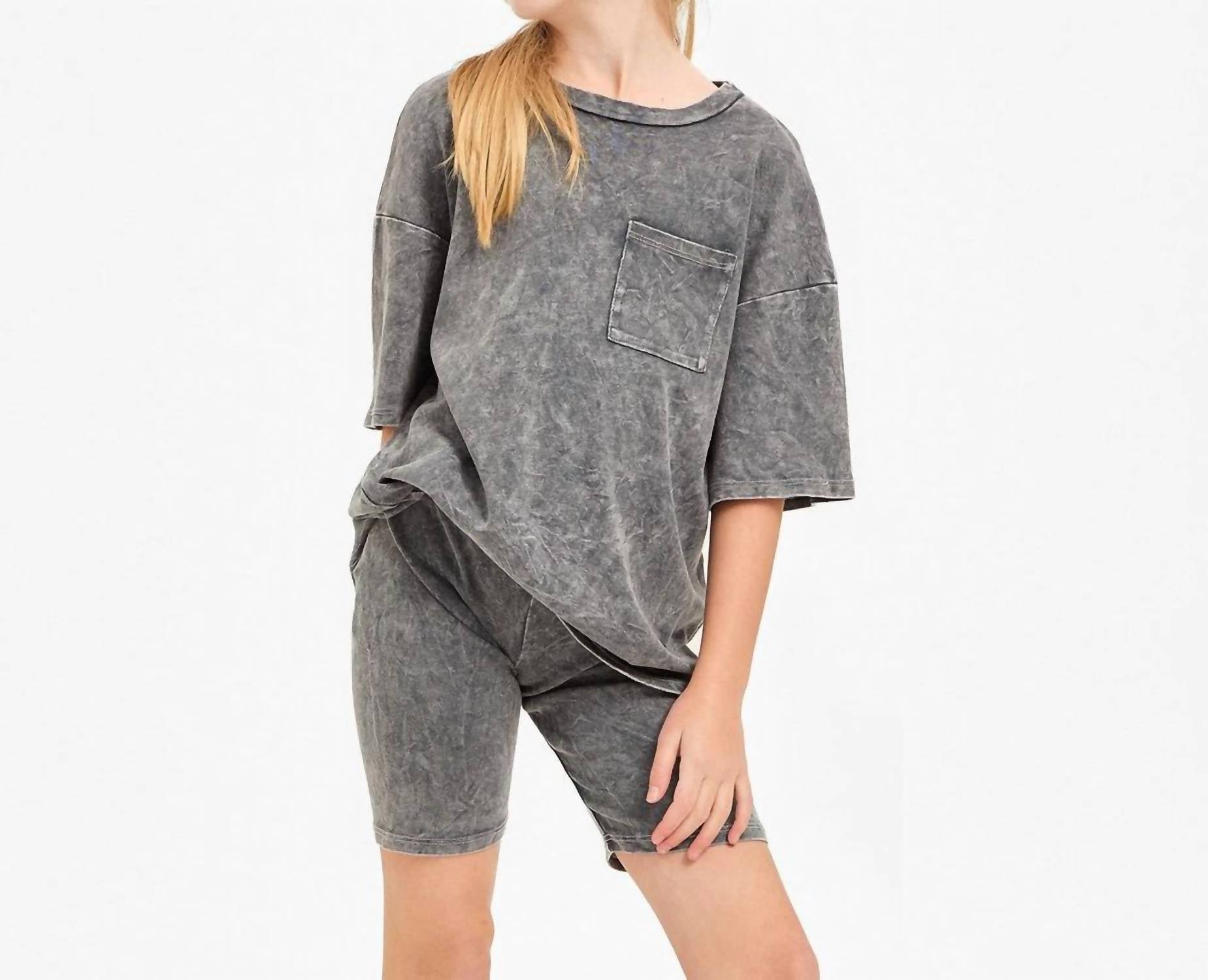 Good Girl - Girls Top And Biker Short Set - grey - 