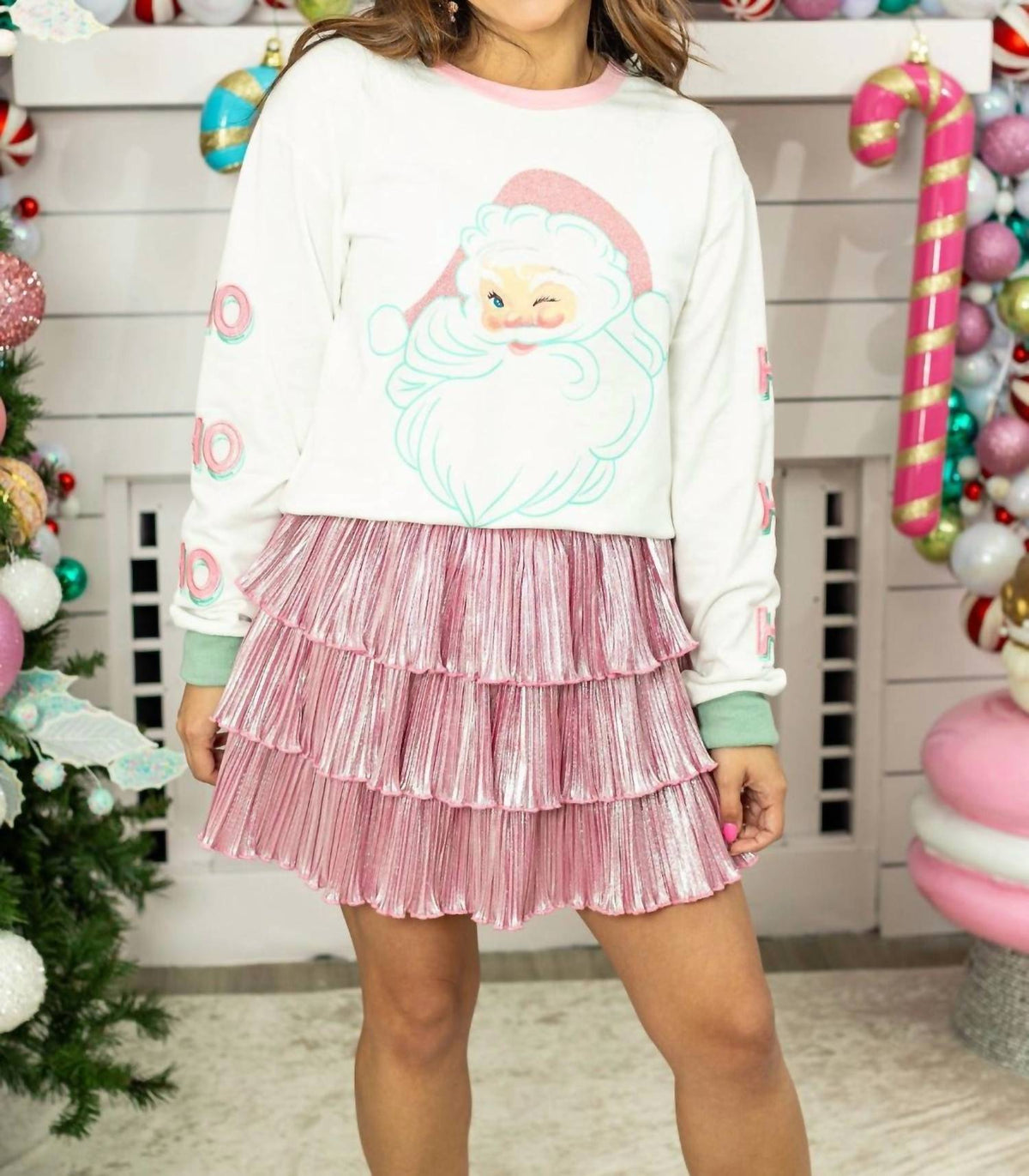 Grace + Emma - Winking Santa Glitter Sweatshirt