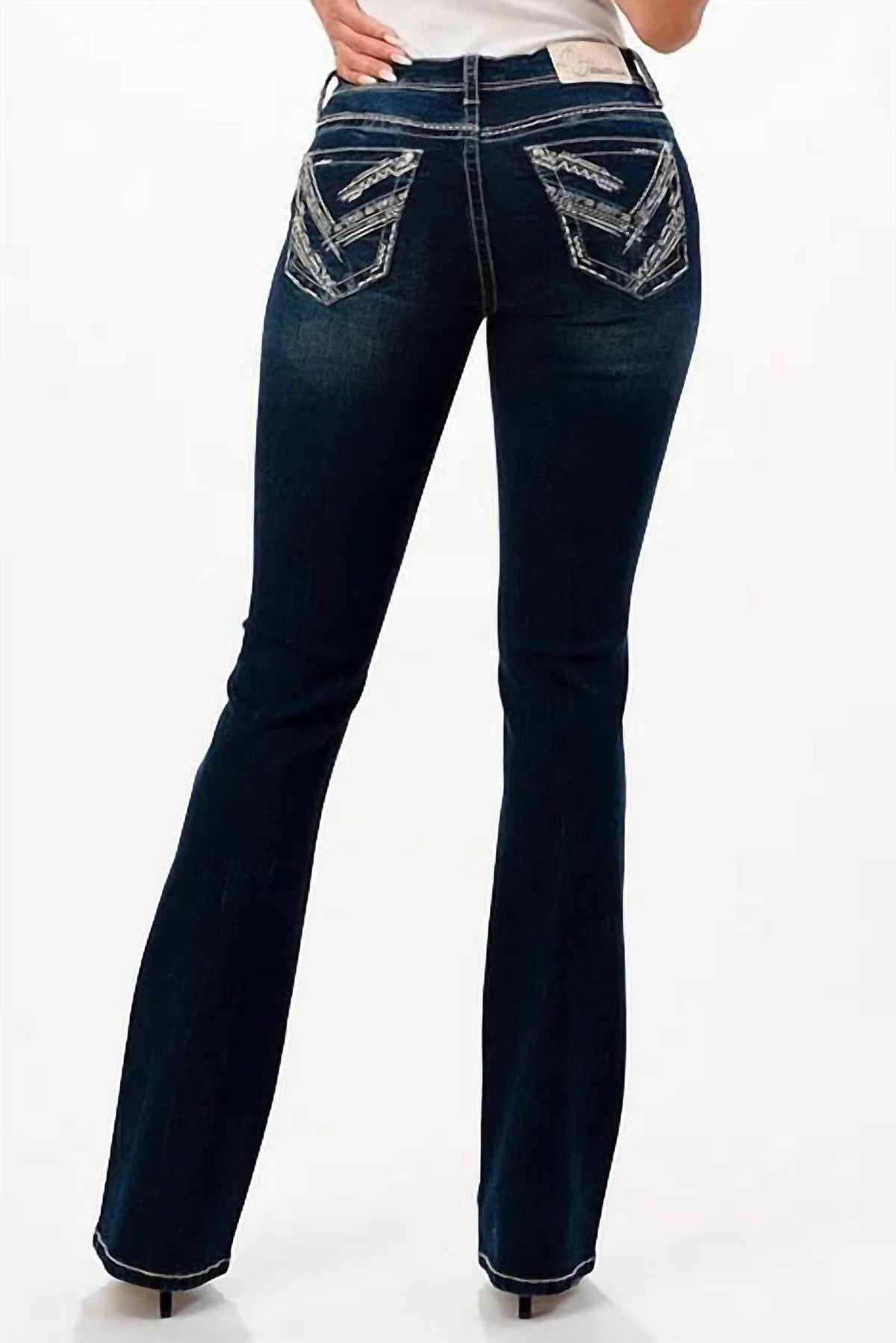 Grace In La - Mid-rise Sequin Embroidered Bootcut Jean