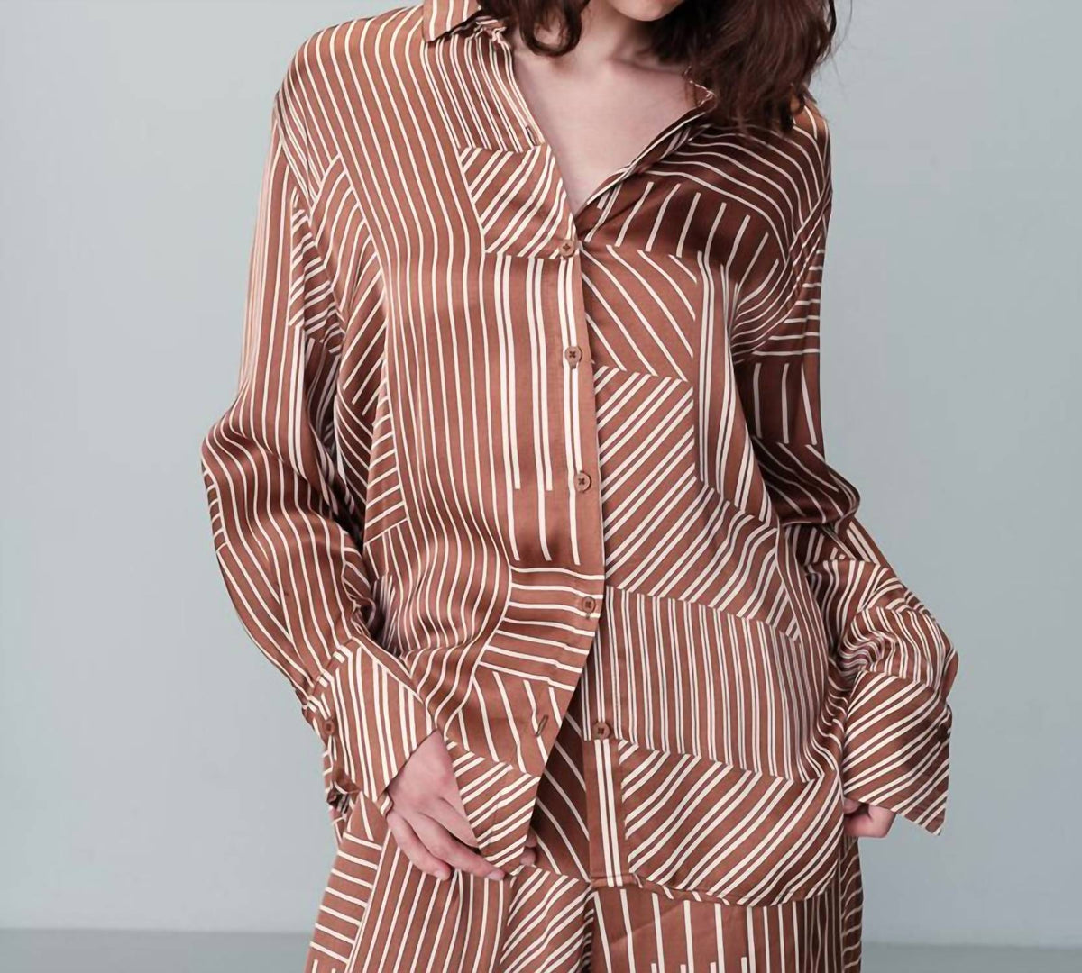 Grace & Mila - Satin Long Sleeve Shirt