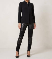Gracia - Edgy Elegance Leather Patchwork Point Pants