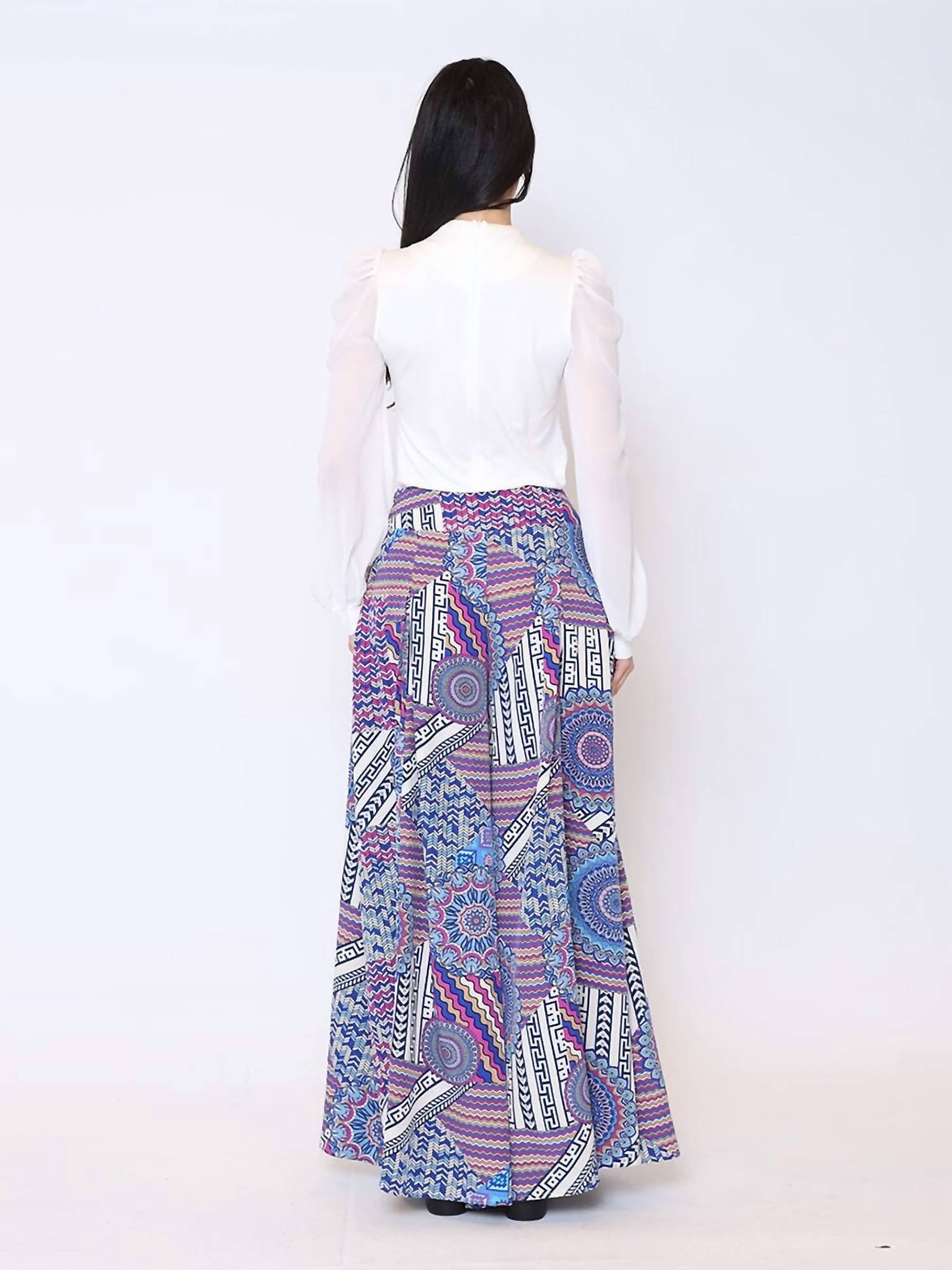Gracia - Geometric Palazzo Pants - blue - clothing - geometric