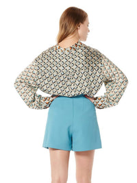 Gracia - High Waist Pleated Short - blue - clothing - high - waist