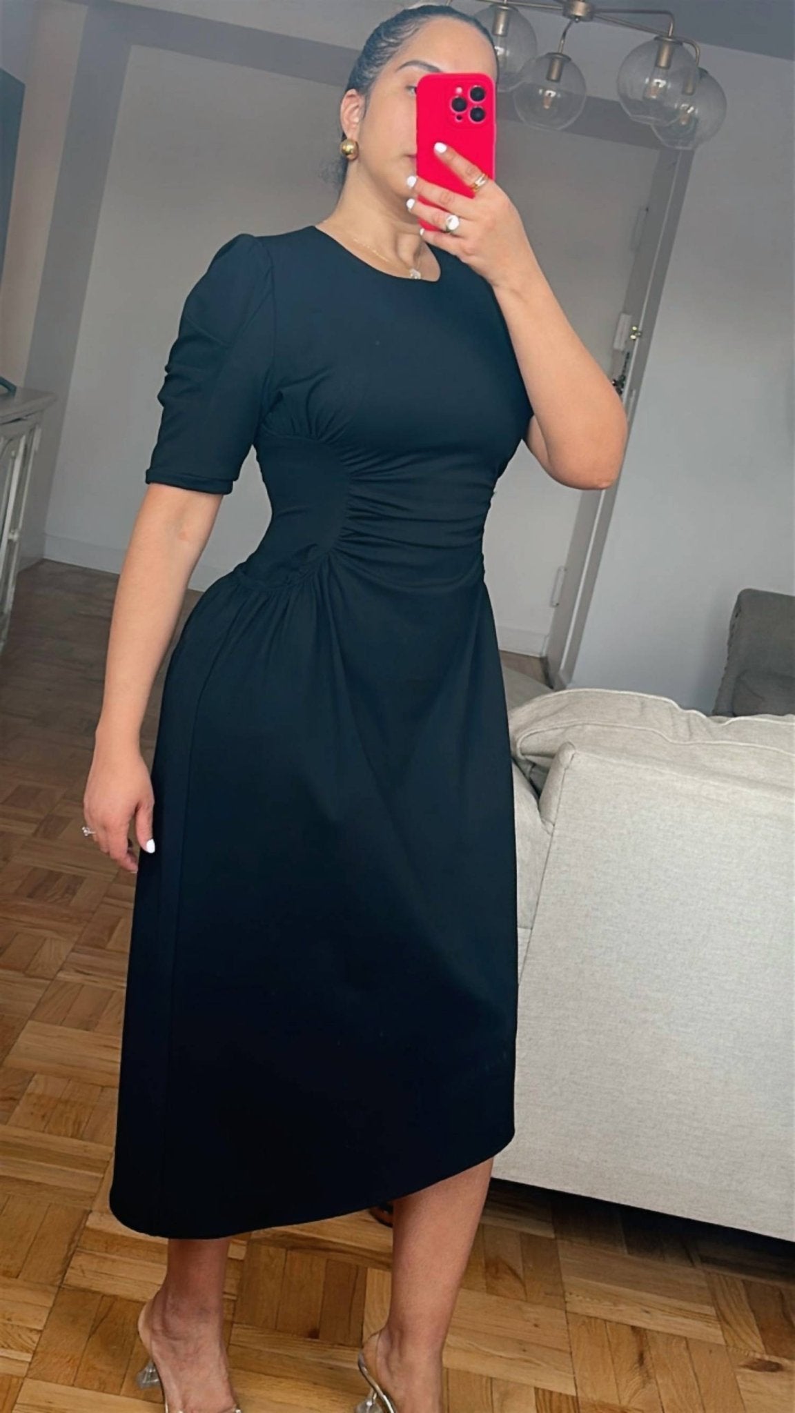 Gracia - Side Ruched Dress - black - clothing - dresses