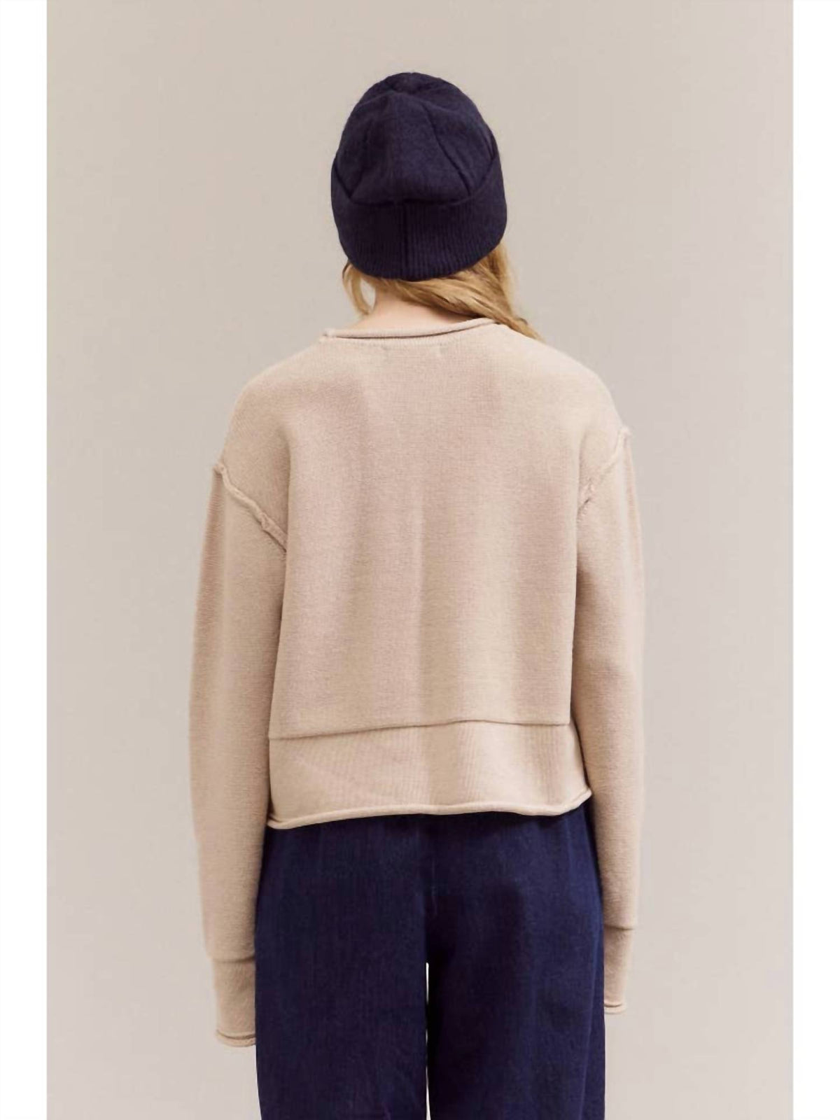 Grade & Gather - Rolled Edge Detail Long Sleeve Top