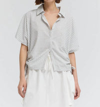 Grade & Gather - Women's Playful Side Tie Button Up