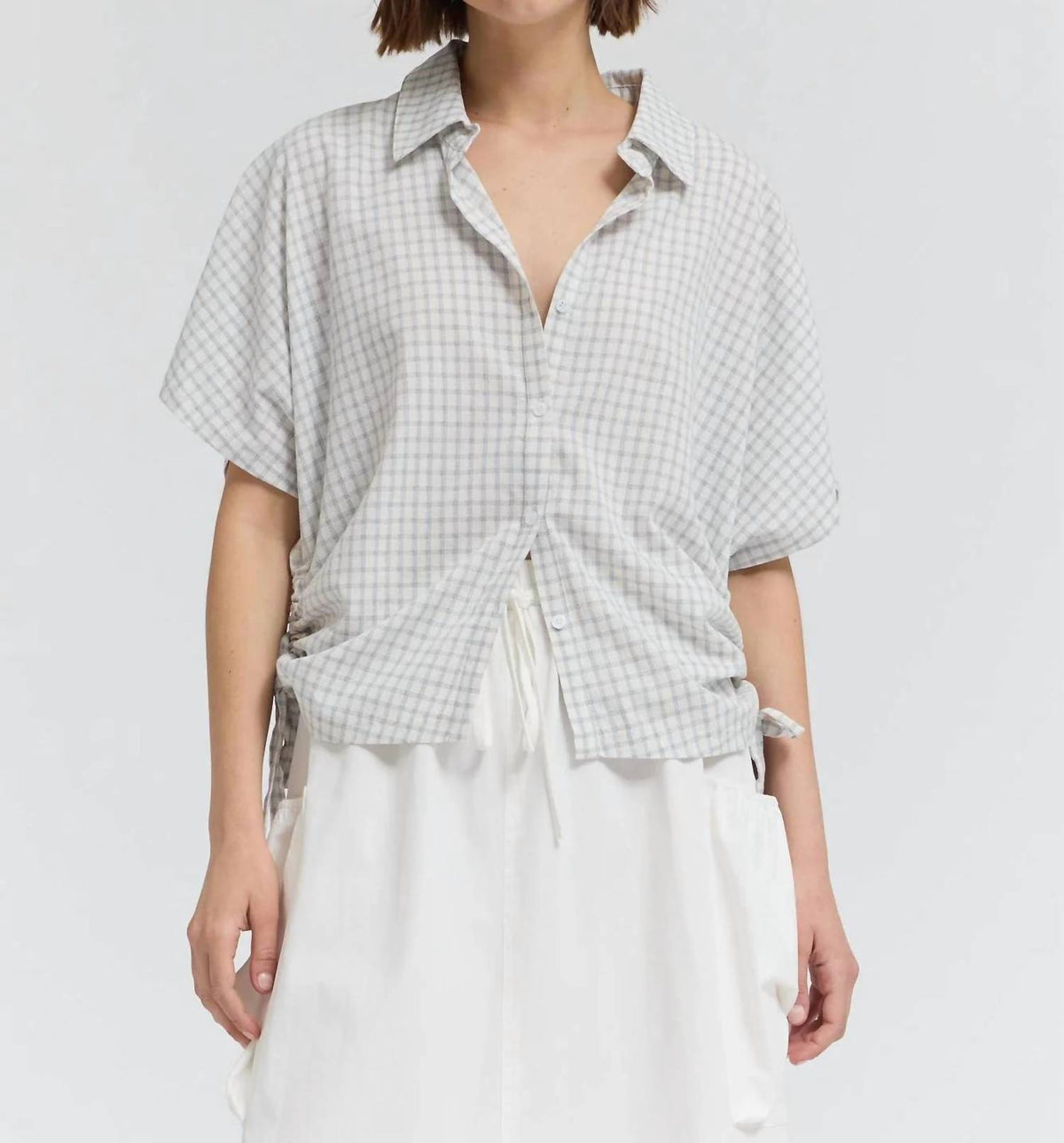 Grade & Gather - Women's Playful Side Tie Button Up