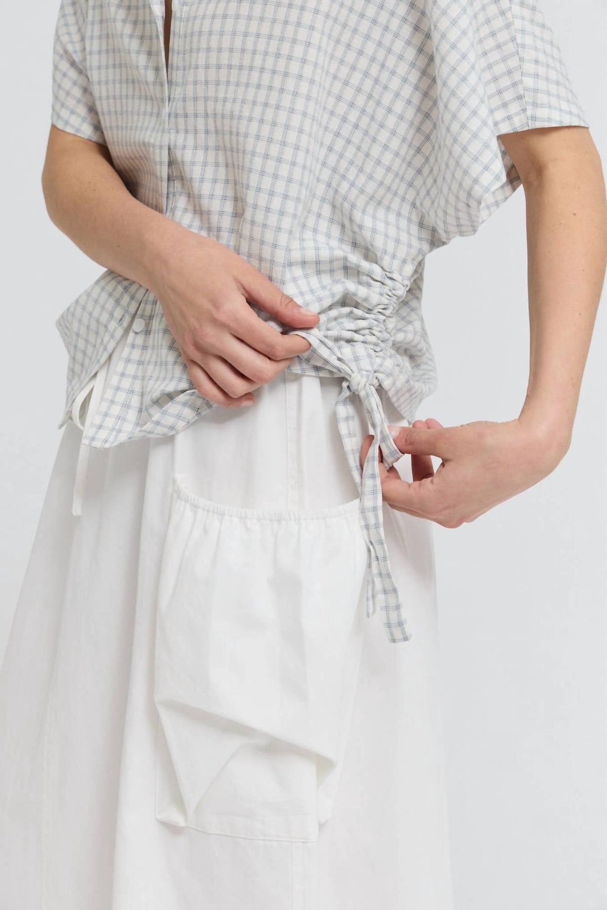 Grade & Gather - Women's Playful Side Tie Button Up