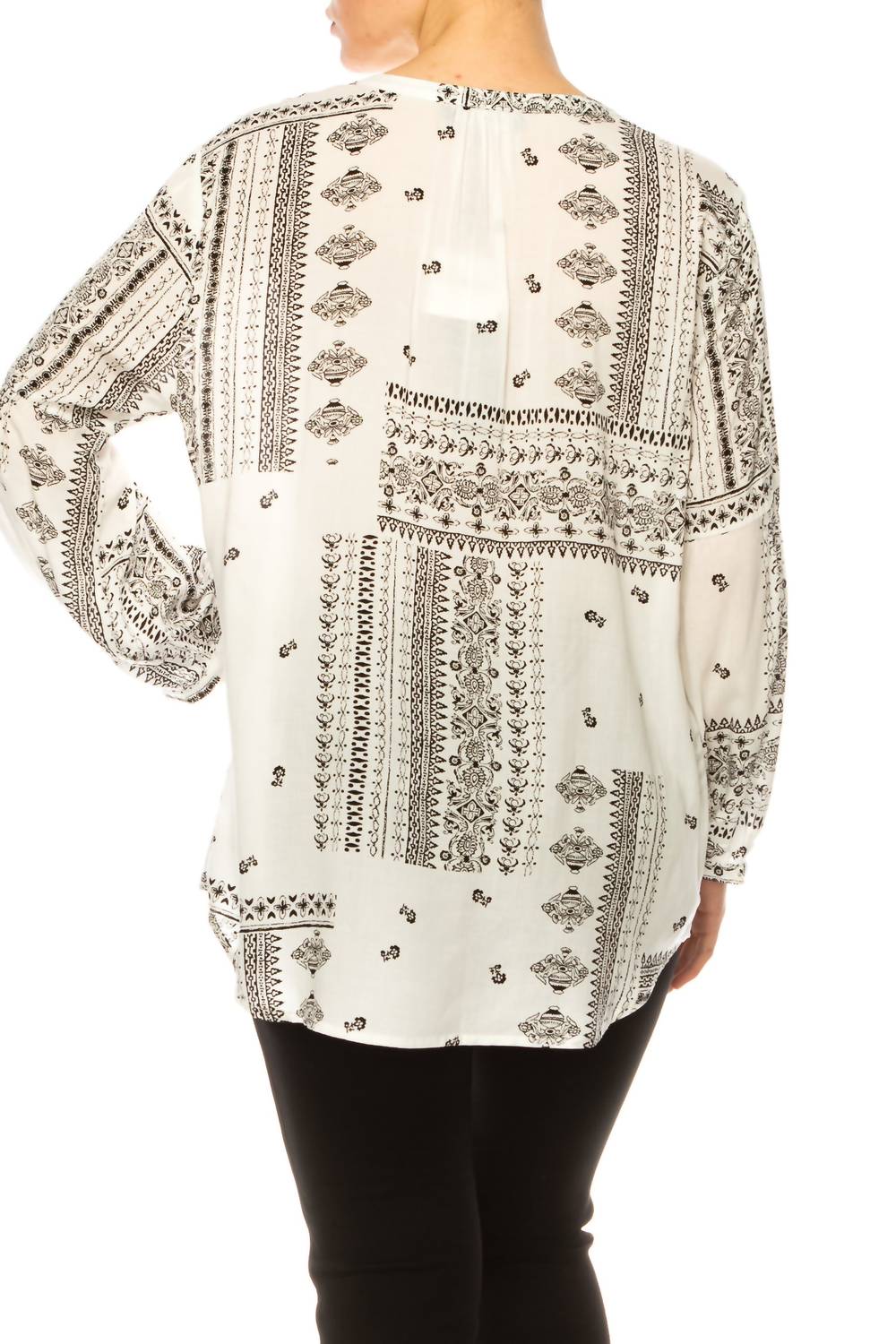 Grand & Greene - Decorative Print Long Sleeve Top - blouses - clothing - patterned
