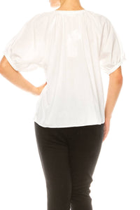 Grand & Greene - Eyelet Design Short Sleeve Shirt - clothing - cotton - shirts