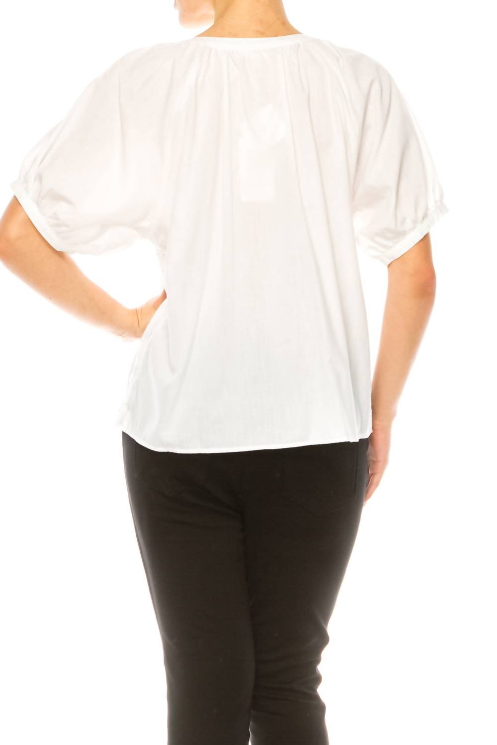 Grand & Greene - Eyelet Design Short Sleeve Shirt - clothing - cotton - shirts