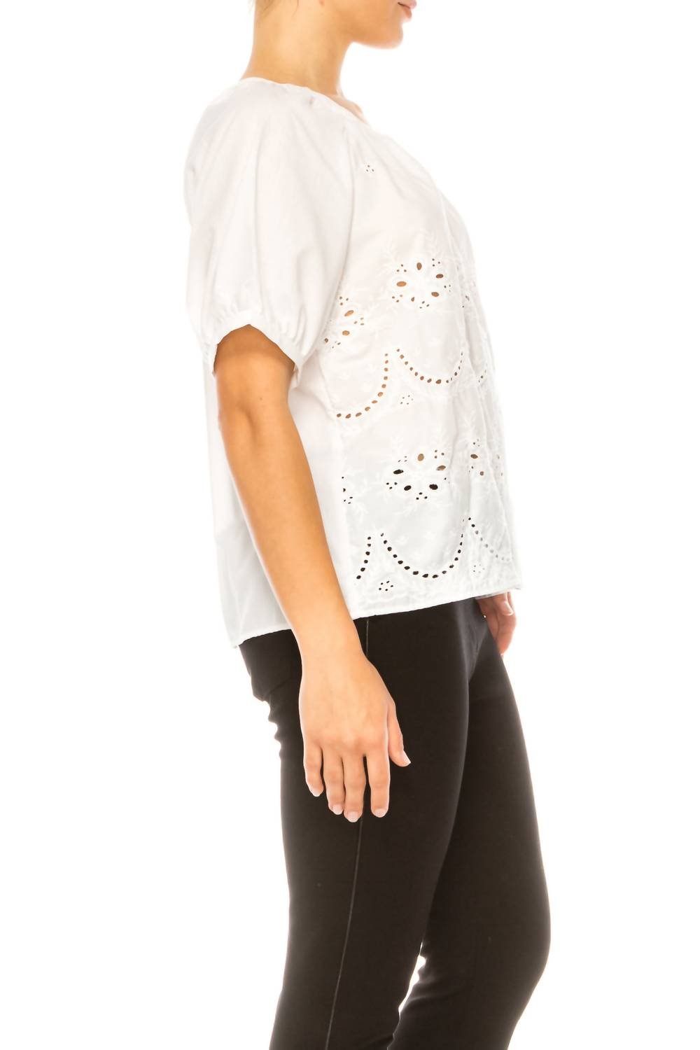 Grand & Greene - Eyelet Design Short Sleeve Shirt - clothing - cotton - shirts