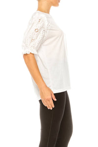 Grand & Greene - Eyelet Sleeve Raglan T-shirt - blouses - clothing - shirts