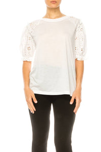 Grand & Greene - Eyelet Sleeve Raglan T-shirt - blouses - clothing - shirts