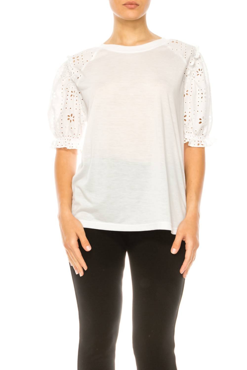 Grand & Greene - Eyelet Sleeve Raglan T-shirt - blouses - clothing - shirts