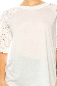 Grand & Greene - Eyelet Sleeve Raglan T-shirt - blouses - clothing - shirts