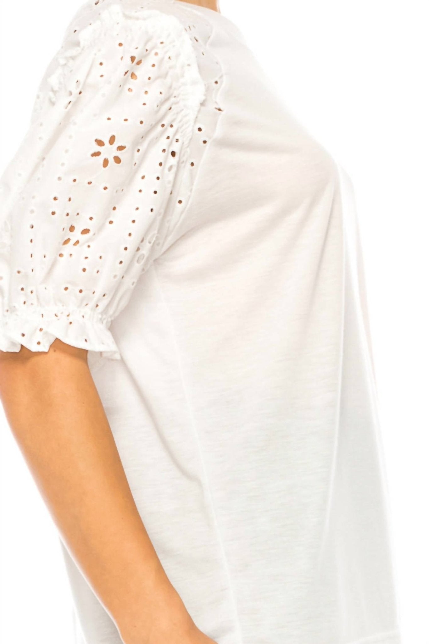 Grand & Greene - Eyelet Sleeve Raglan T-shirt - blouses - clothing - shirts