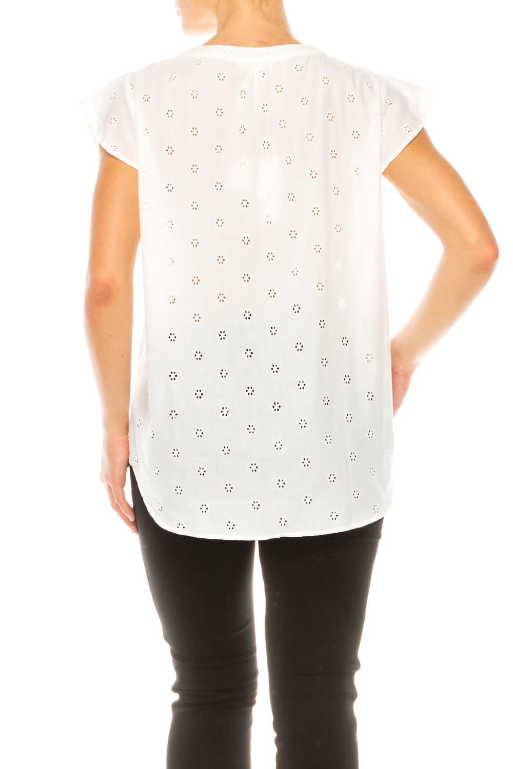 Grand & Greene - Floral Eyelet Cap Sleeve Top - blouses - clothing - cotton