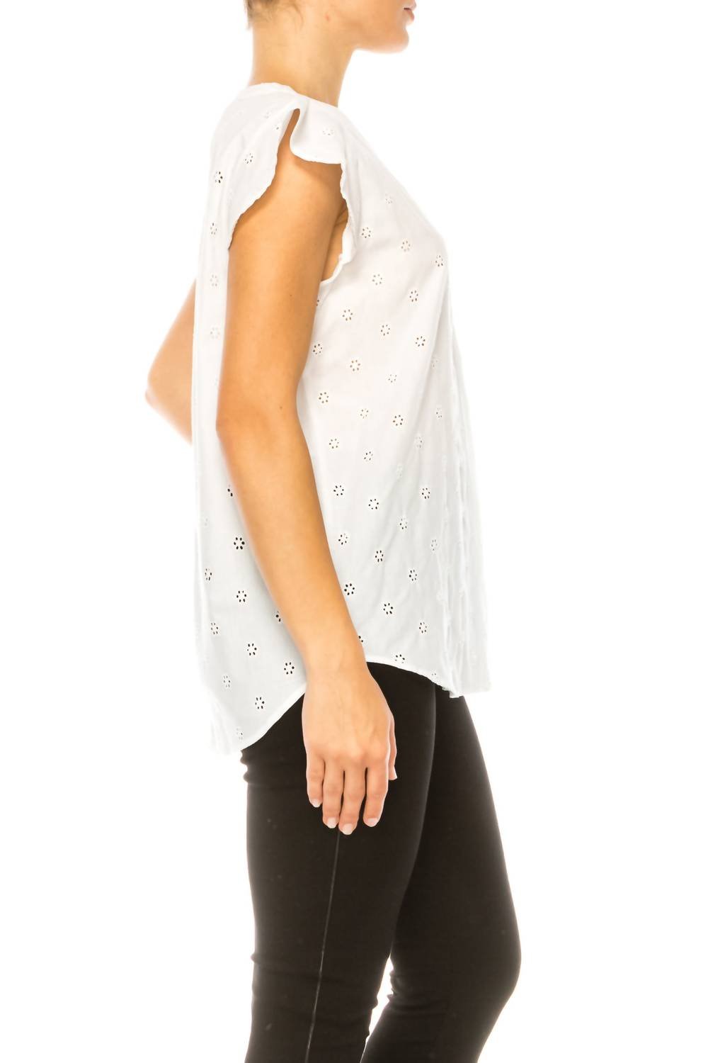 Grand & Greene - Floral Eyelet Cap Sleeve Top - blouses - clothing - cotton