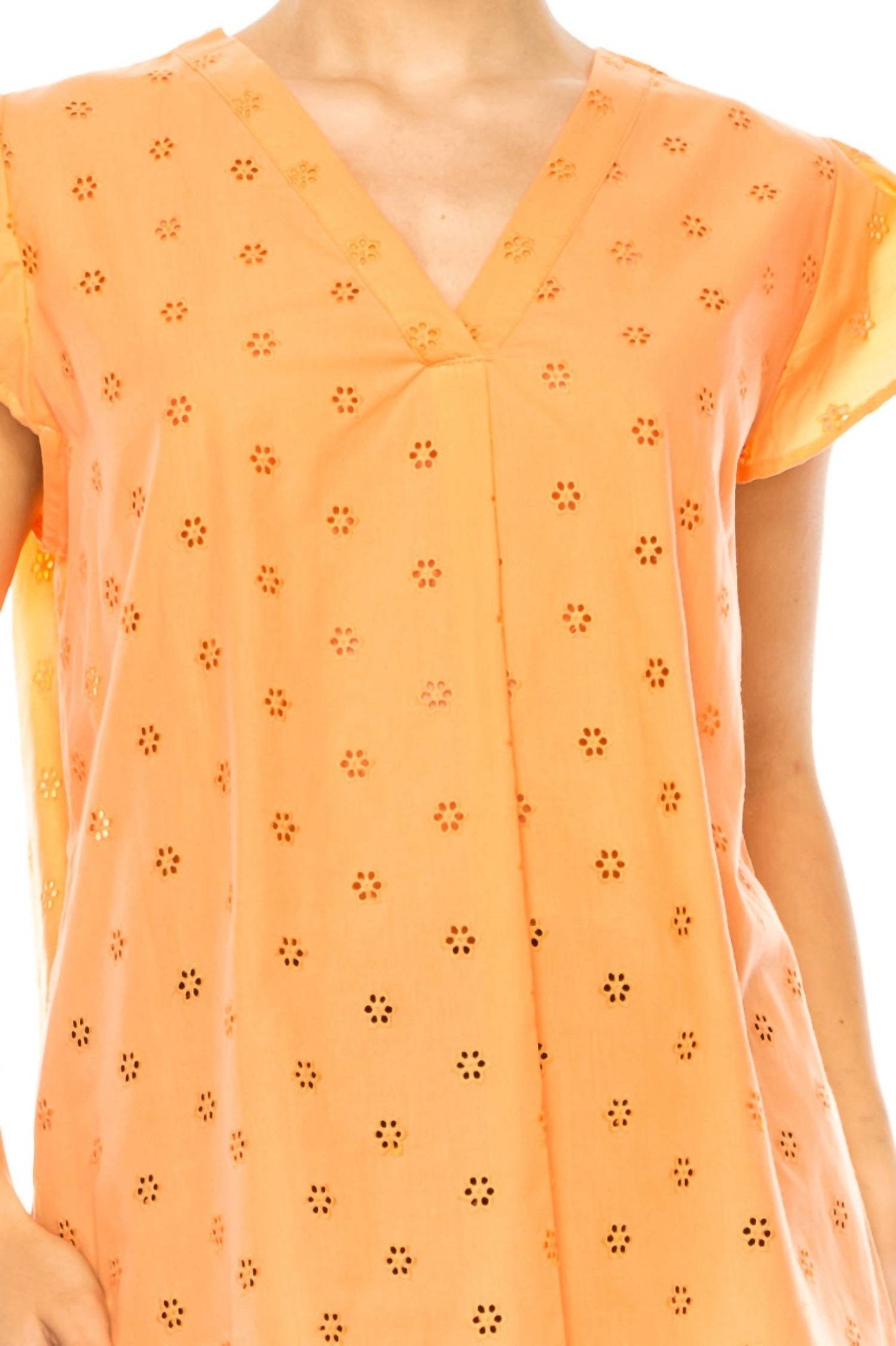 Grand & Greene - Floral Eyelet Cap Sleeve Top - blouses - clothing - cotton