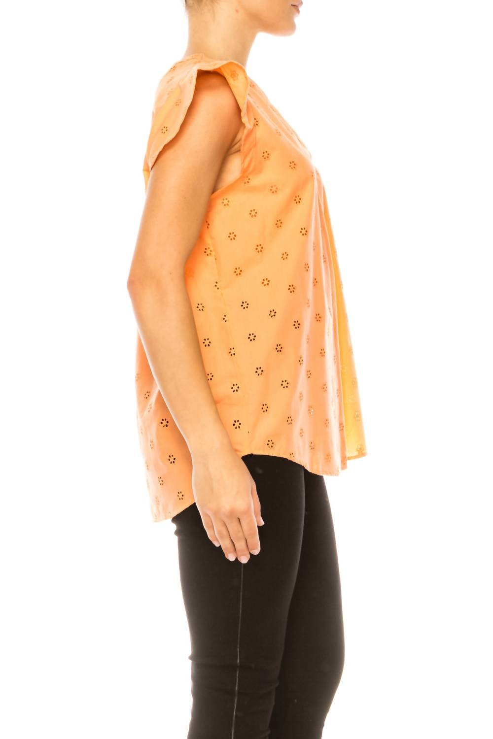 Grand & Greene - Floral Eyelet Cap Sleeve Top - blouses - clothing - cotton