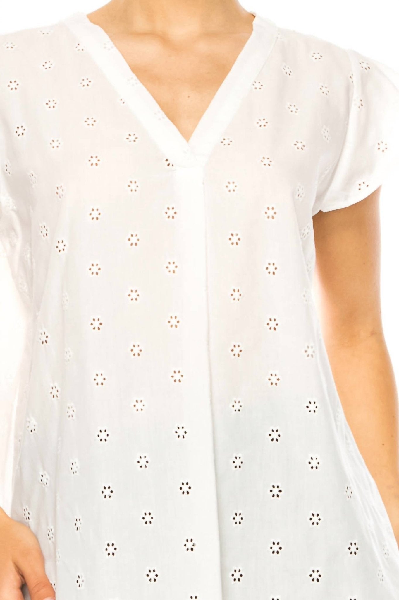 Grand & Greene - Floral Eyelet Cap Sleeve Top - blouses - clothing - cotton