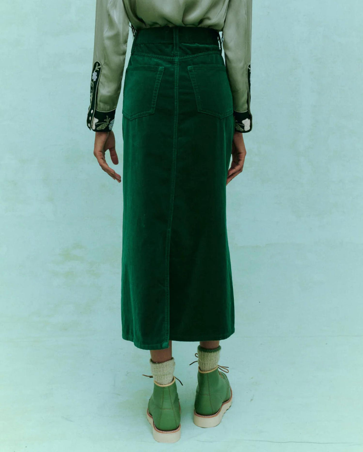 The Great. - Velvet Column Skirt