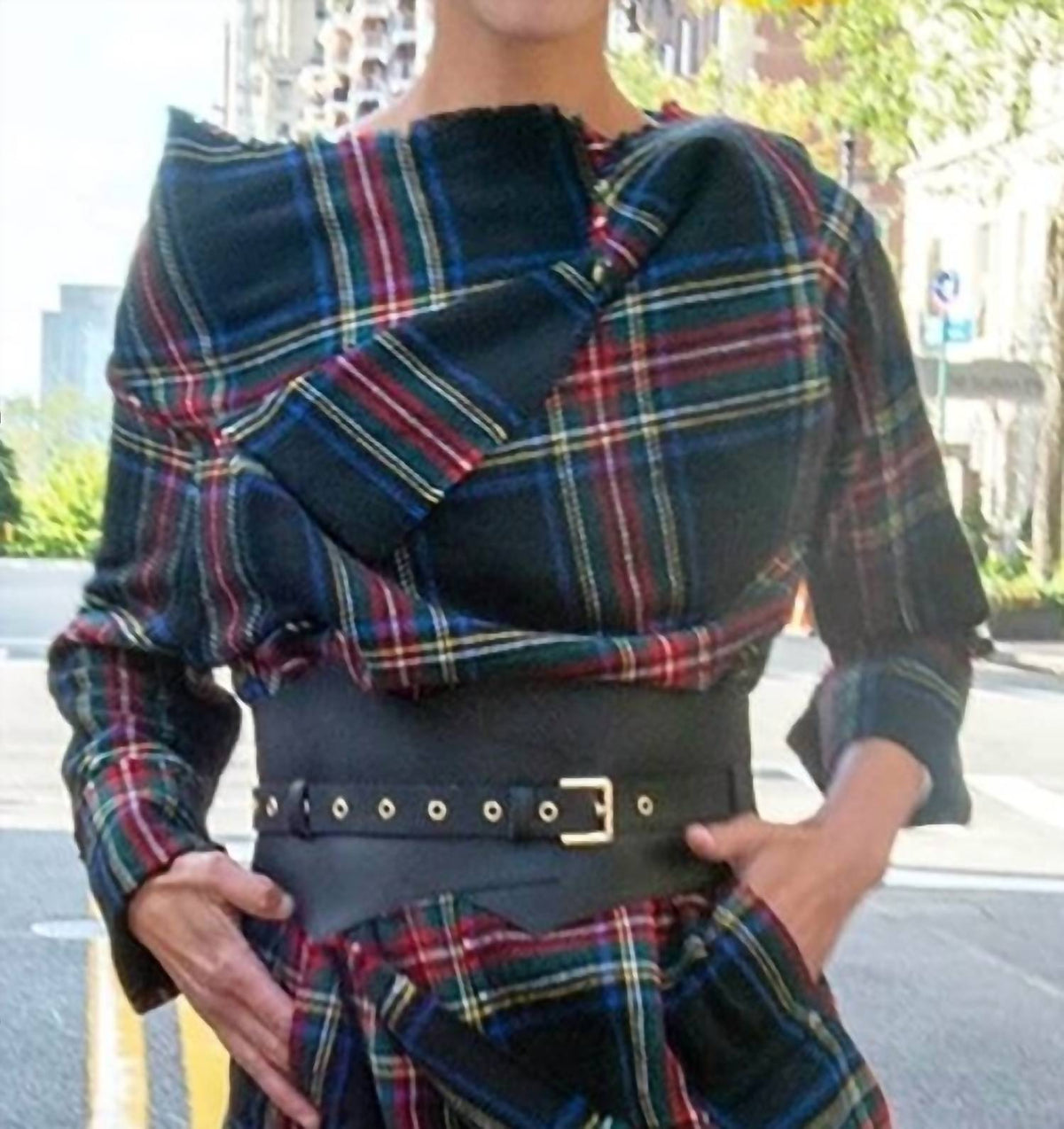 Gretchen Scott - Plaid Wrap Coat With Shawl Collar