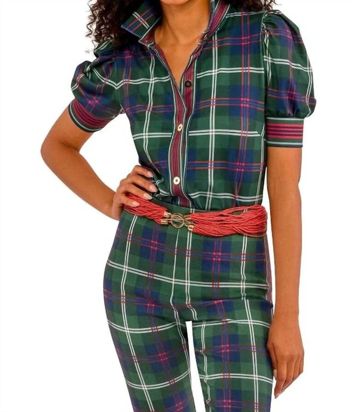 Gretchen Scott - Puff Sleeve Top - Middleton Plaid
