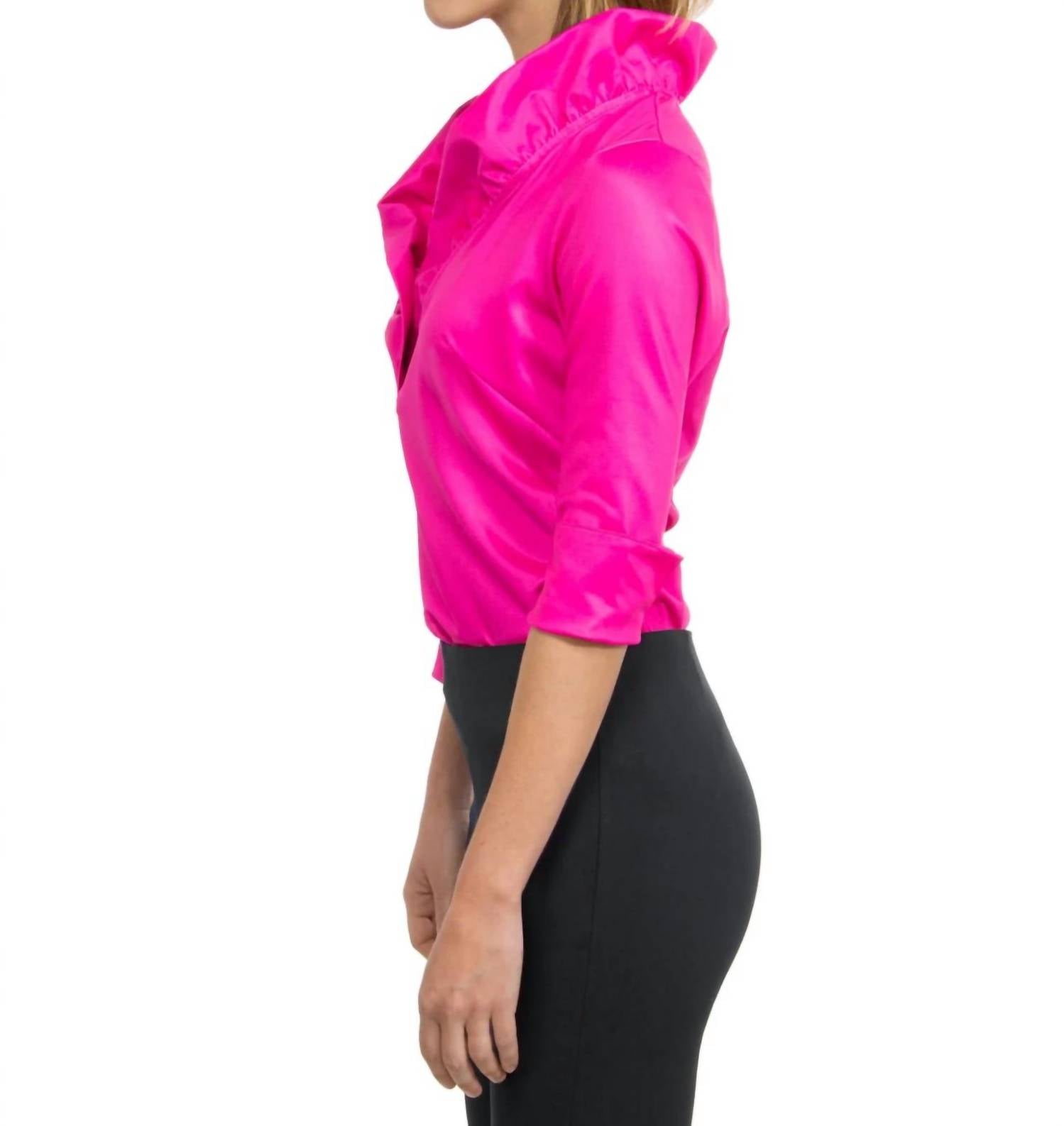 Gretchen Scott - Ruffneck Jersey Top - blouses - clothing - pink