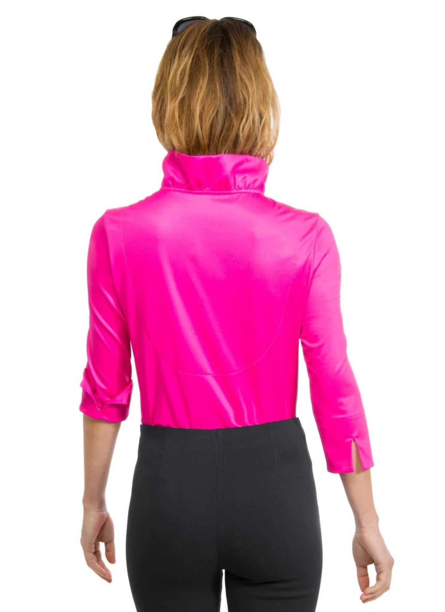Gretchen Scott - Ruffneck Jersey Top - blouses - clothing - pink