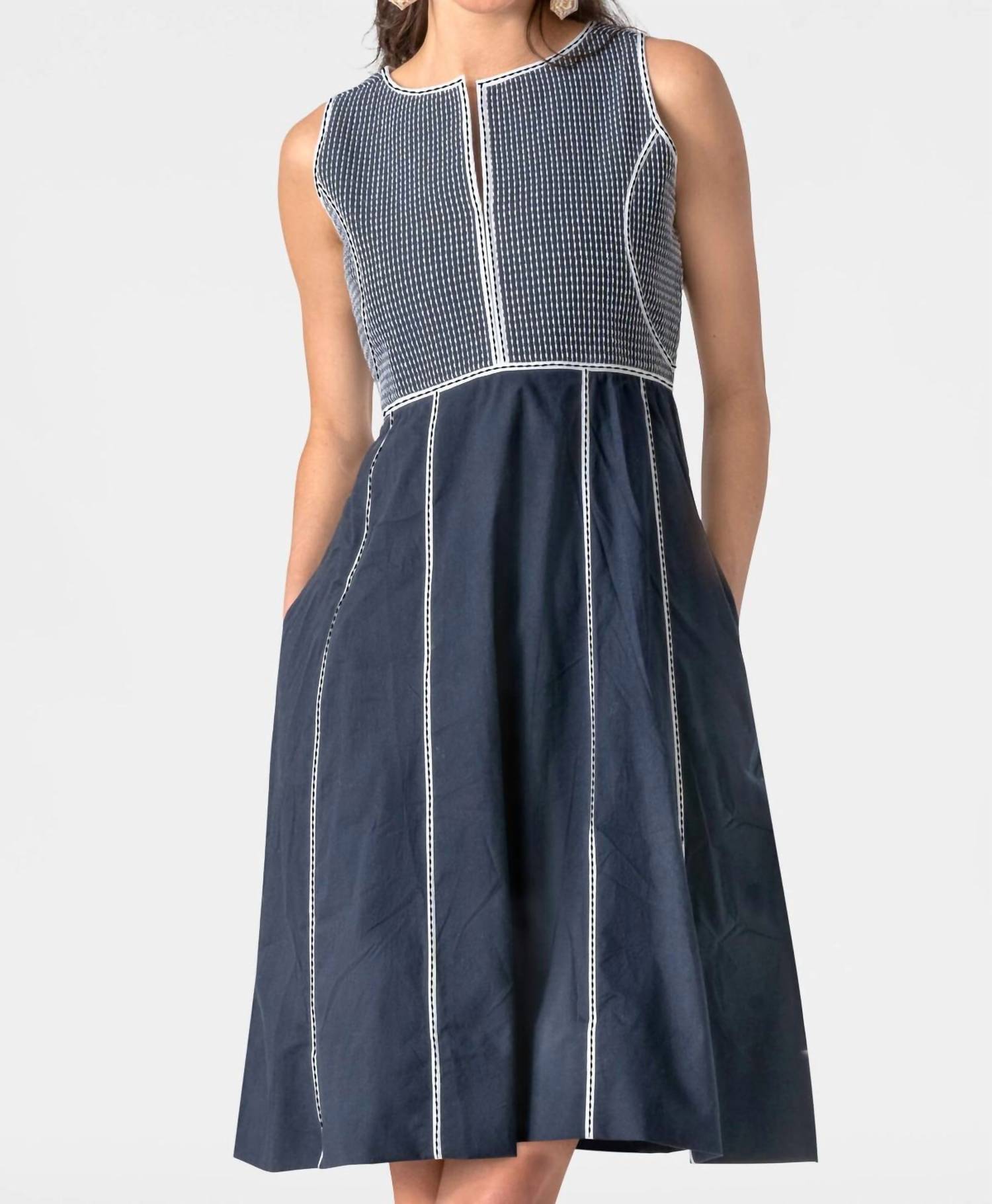 Gretchen Scott - Trapunto Tango Dress - blue - clothing - dresses