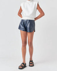 Grey Lab - High Waisted Faux Leather Shorts