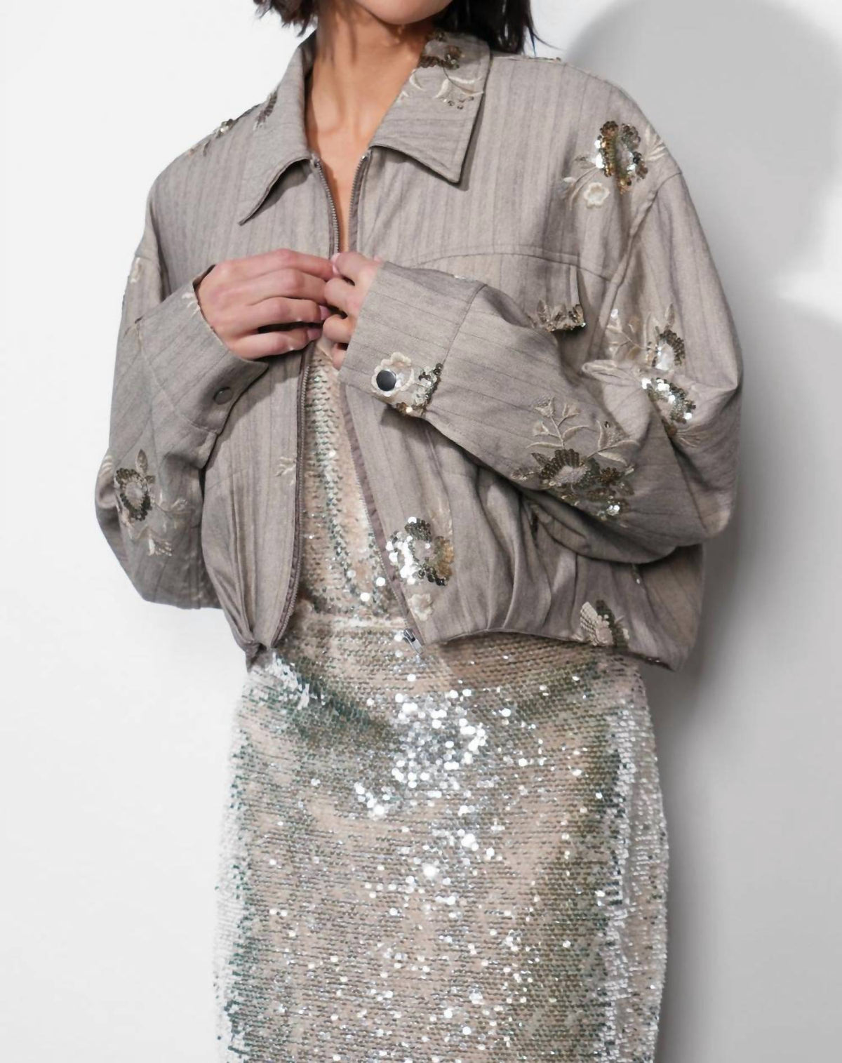 Greylin - Brielle Sequin Embroidered Jacket