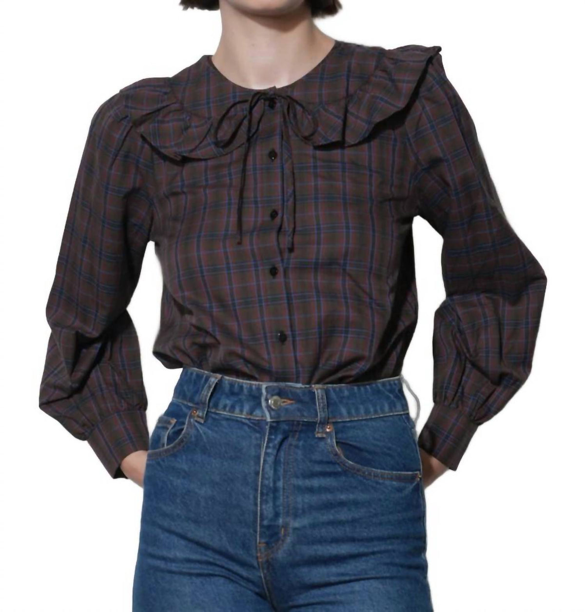 Greylin - Krista Peter Pan Collar Plaid Blouse