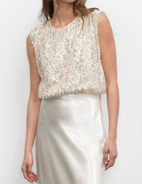 Greylin - Liberty Padded Shoulder Bubble Hem Sequin Top