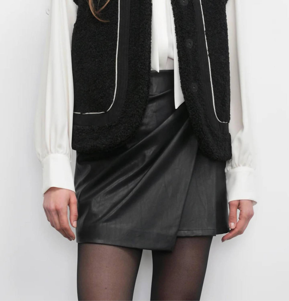 Greylin - Rory Shearling Vest Top