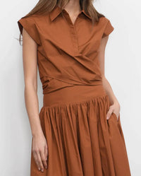 Greylin - Tailored Collar Wrap-front Blouse