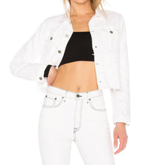 Grlfrnd - Cara Cropped Denim Distressed Jacket