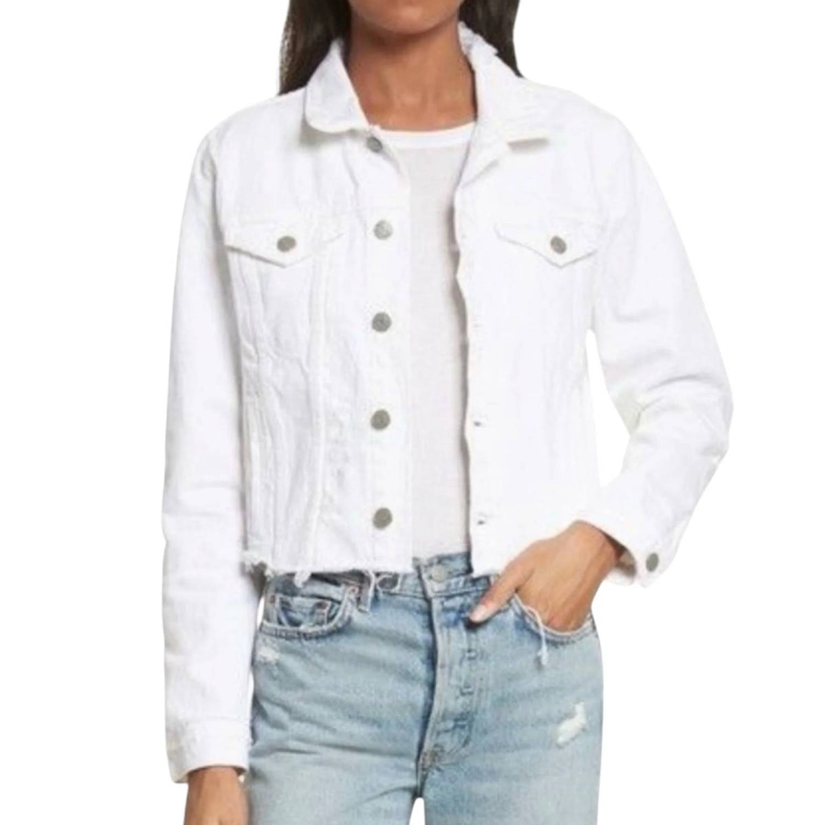 Grlfrnd - Cara Cropped Distressed Jacket