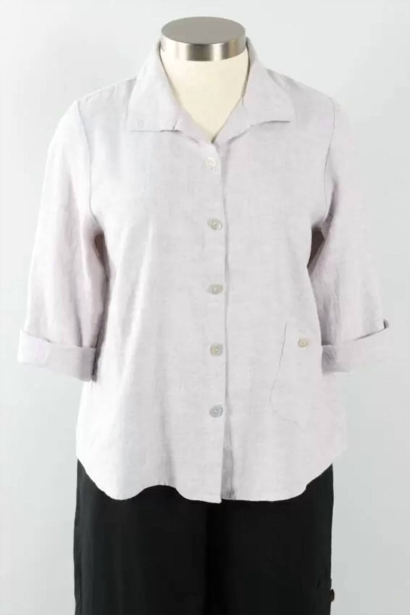 Habitat - Collared Buttoned Linen Top - button - down - shirts - clothing - grey