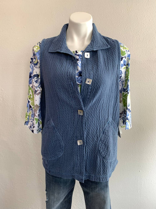 Habitat - Cotton Jacquard Vest - blue - clothing - cotton