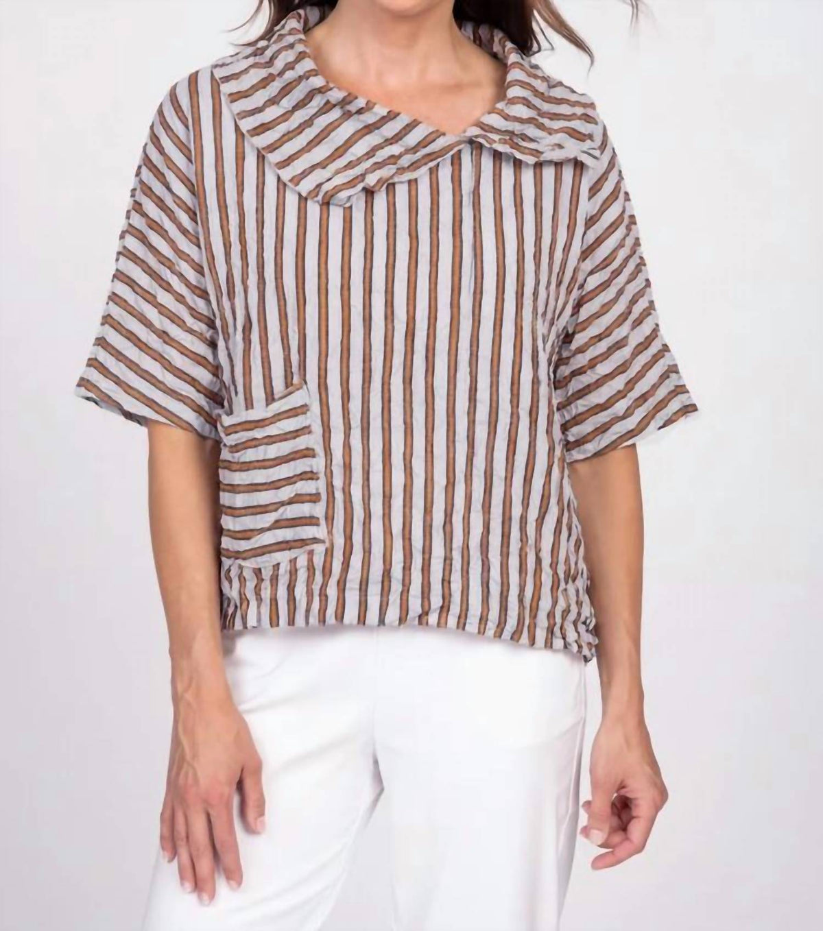 Habitat - Crimped Crepe Stripe Pack It Pullover Top