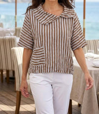 Habitat - Crimped Crepe Stripe Pack It Pullover Top