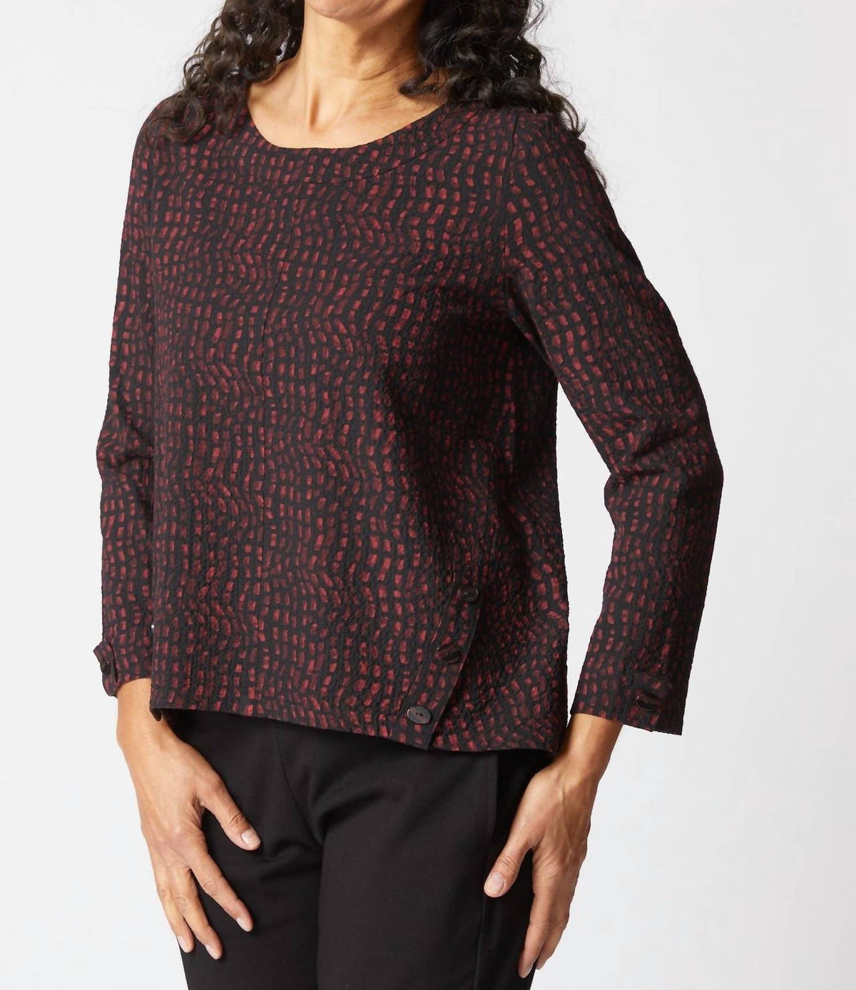Habitat - Crinkle Crepe Mosaic Button Placket Pullover