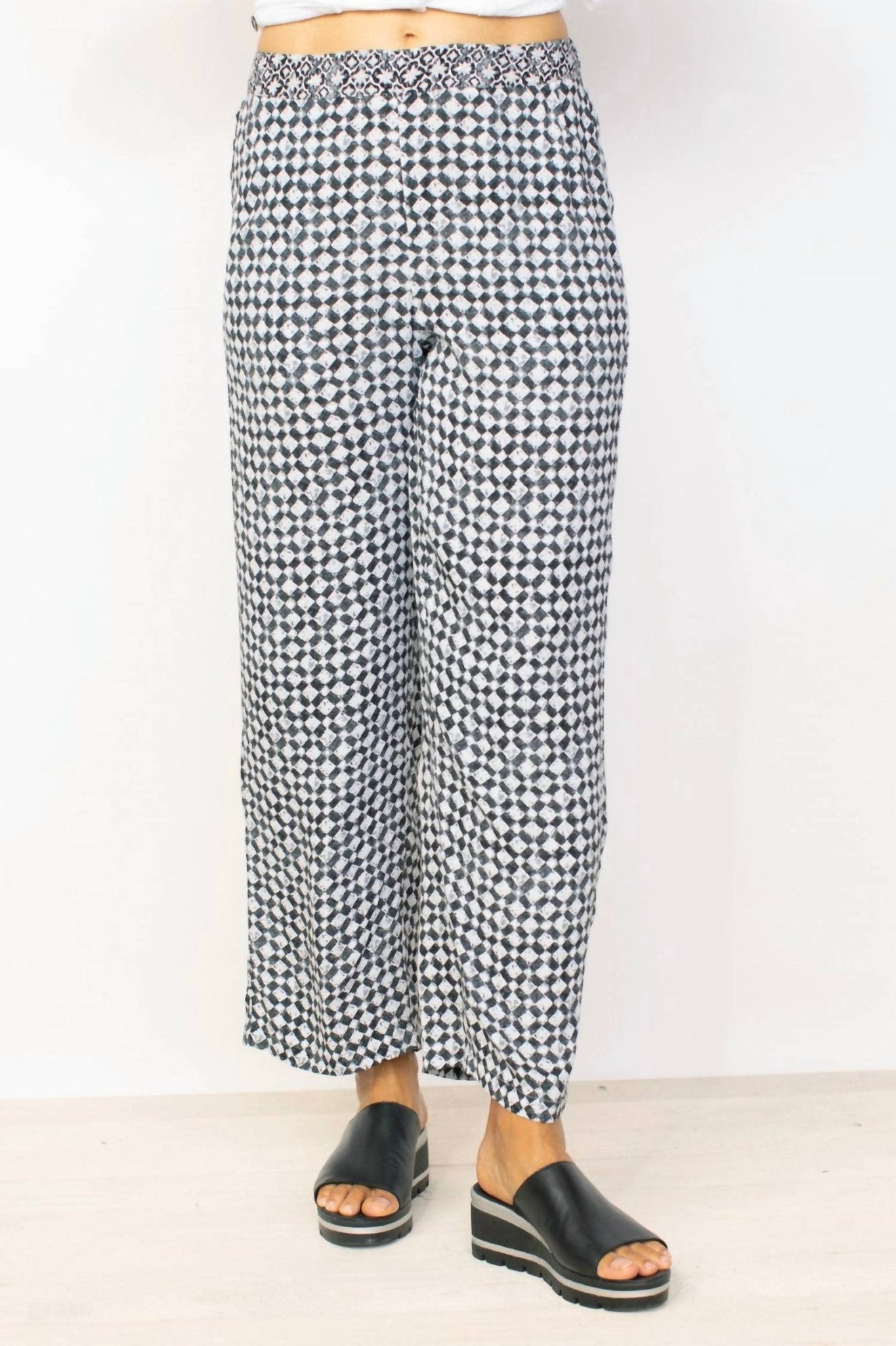 Habitat - Diamond Pattern Flood Pant - black - boot - cut - clothing