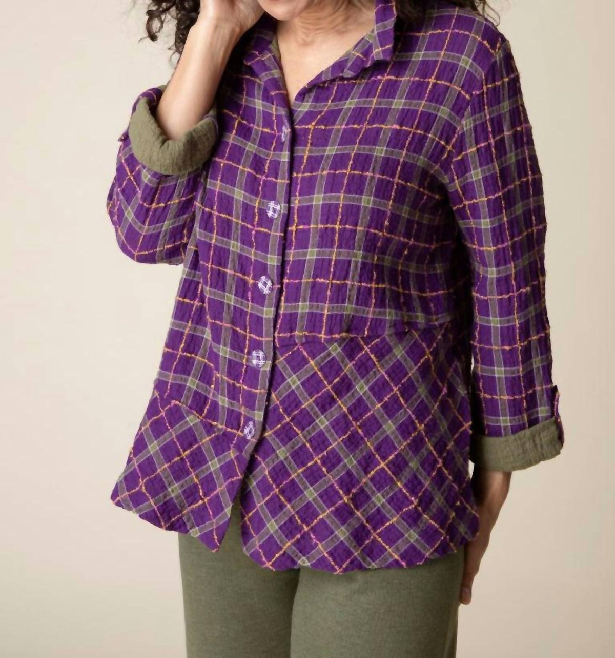 Habitat - Double Faced Windowpane Pieced Button Front Shirt