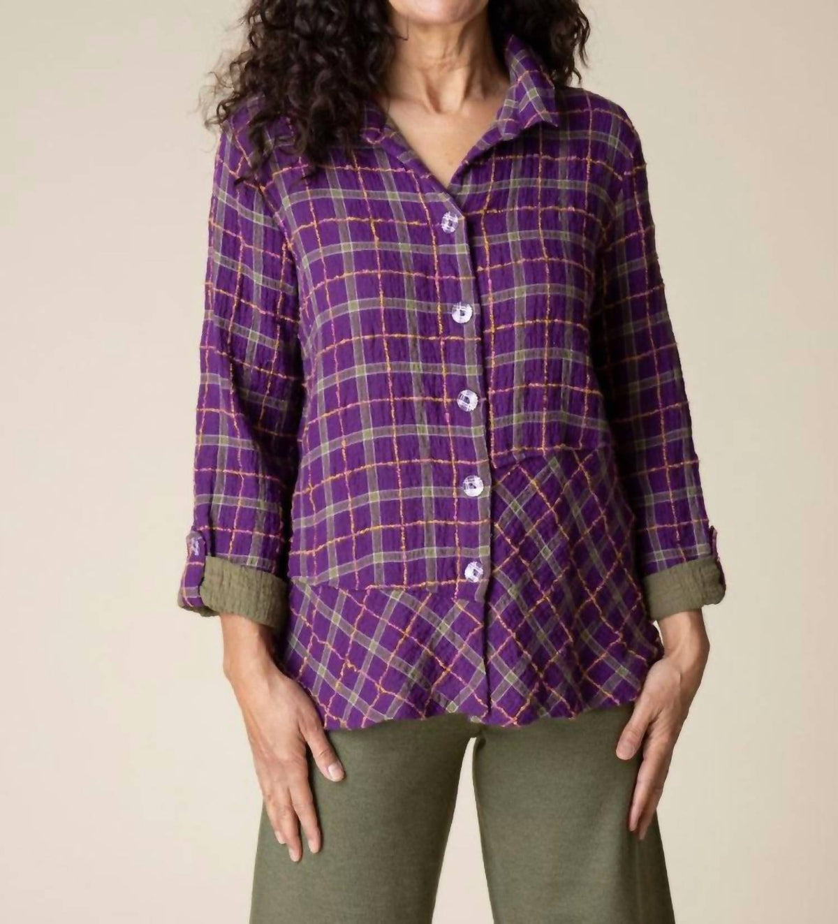 Habitat - Double Faced Windowpane Pieced Button Front Shirt