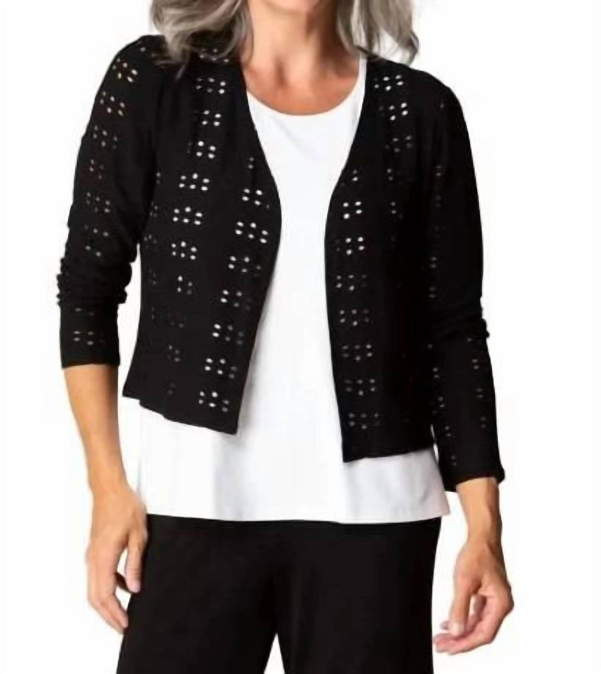 Habitat - Eyelet Blooms Open Front Jacket
