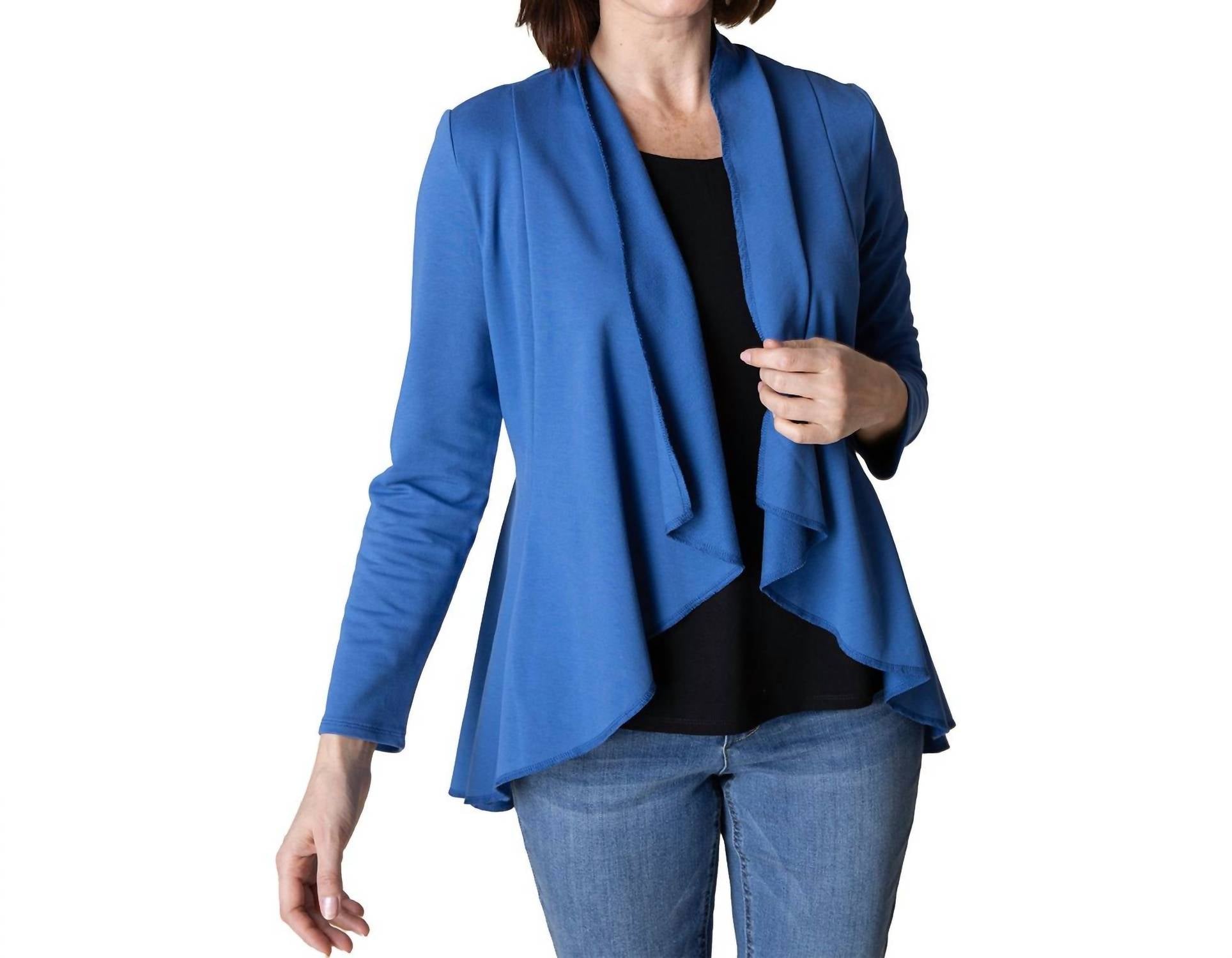 Habitat - French Terry Drape Front Jacket - blazers - blue - clothing